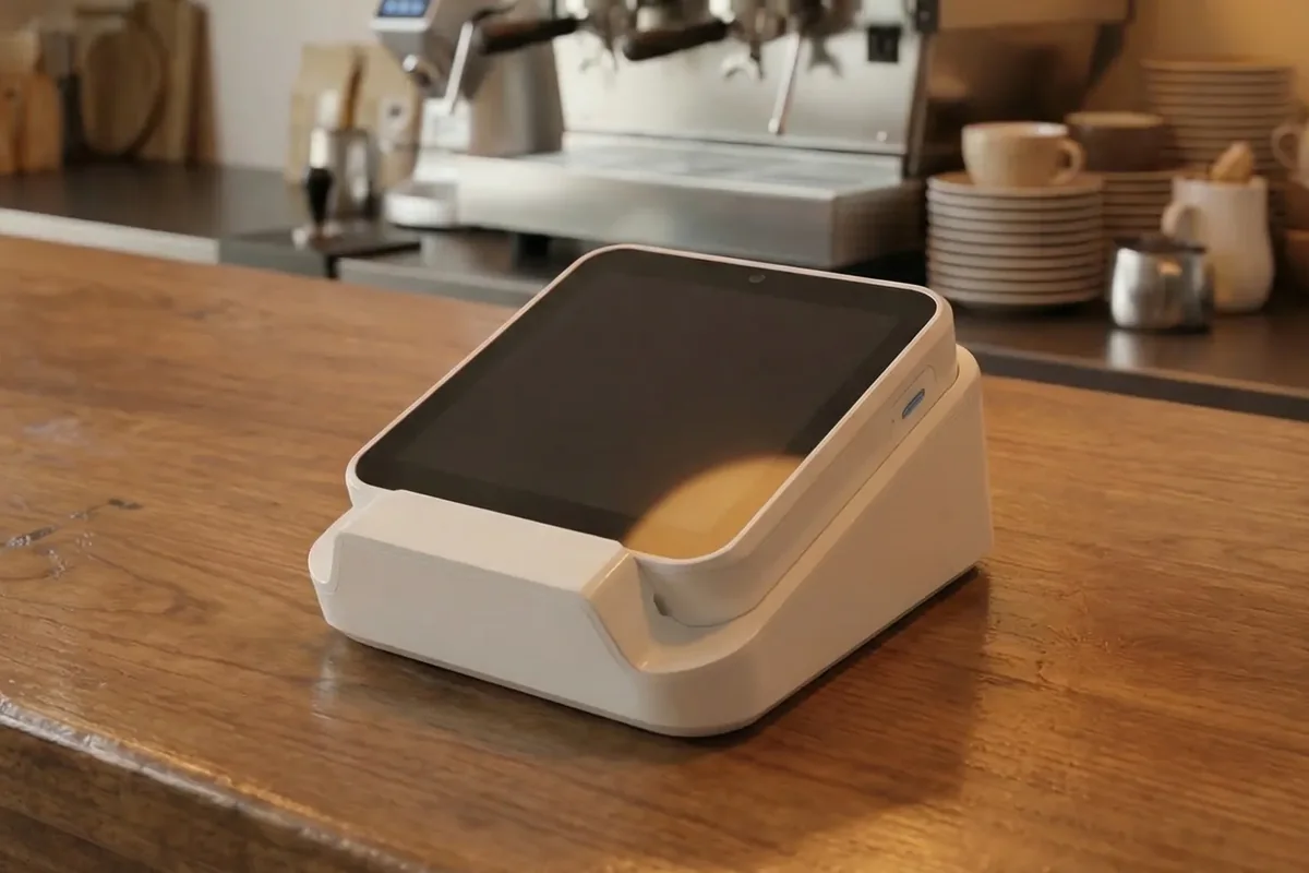 Datáfono fijo integrado con el TPV Turbopos sobre la barra de una cafetería